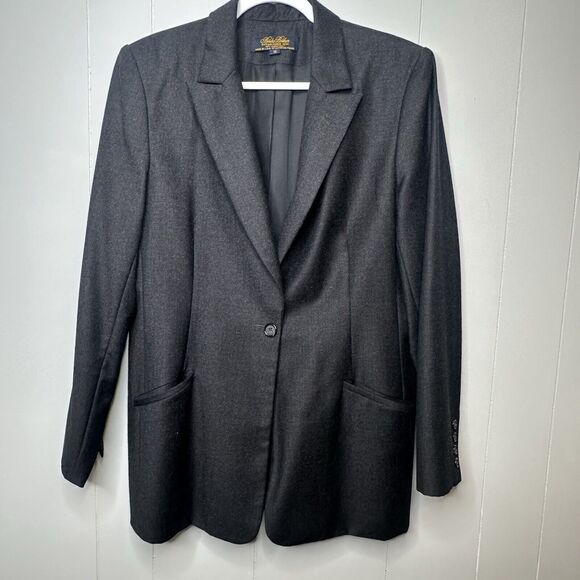 Brooks Brothers Womens Size 6 100% Wool Single Breasted Blazer Jacket Black/Gray - Picture 1 of 12
